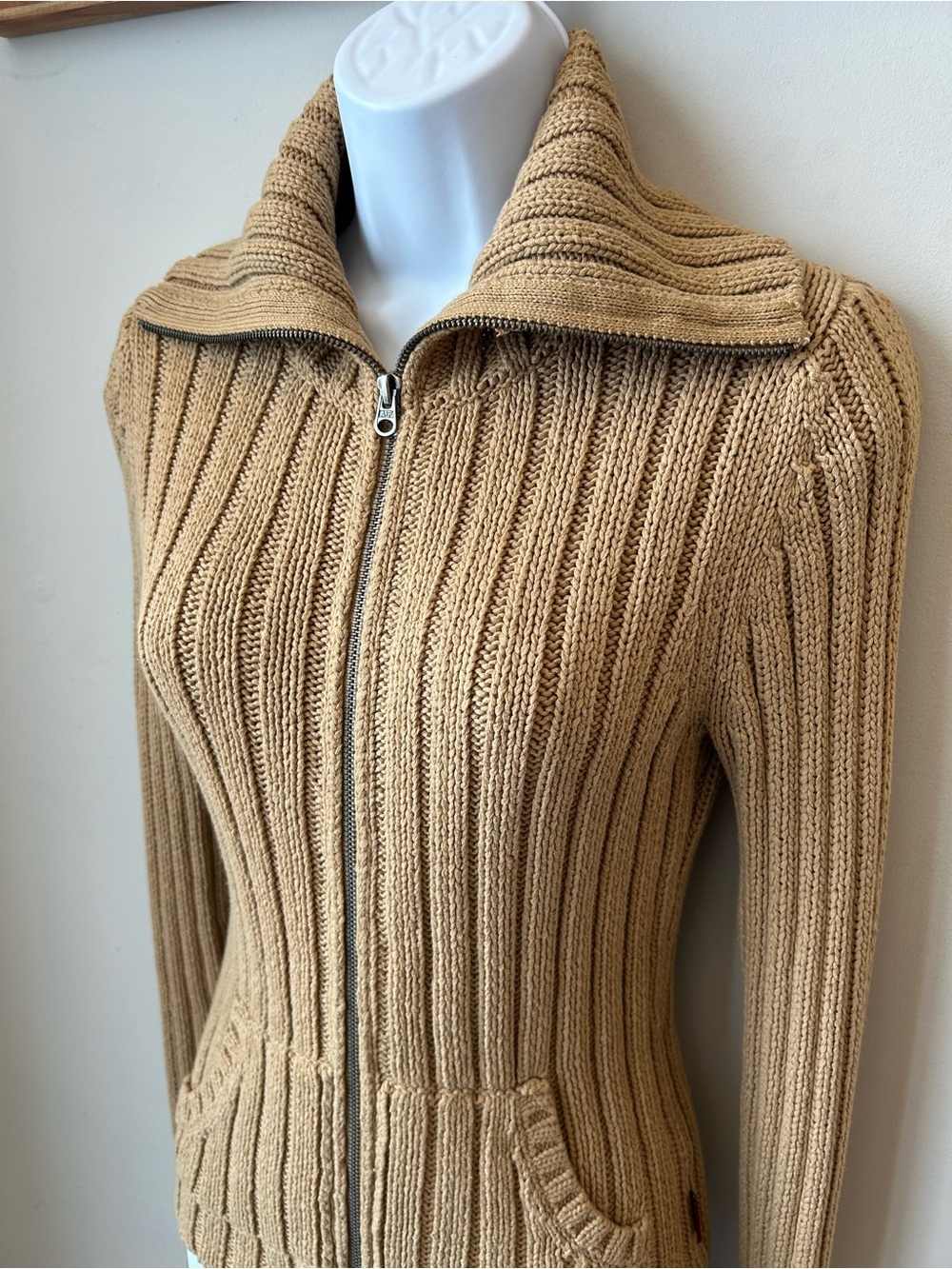 Y2K Vintage Abercrombie & Fitch Ribbed Cardigan Cabincore Ski Lodge Size S